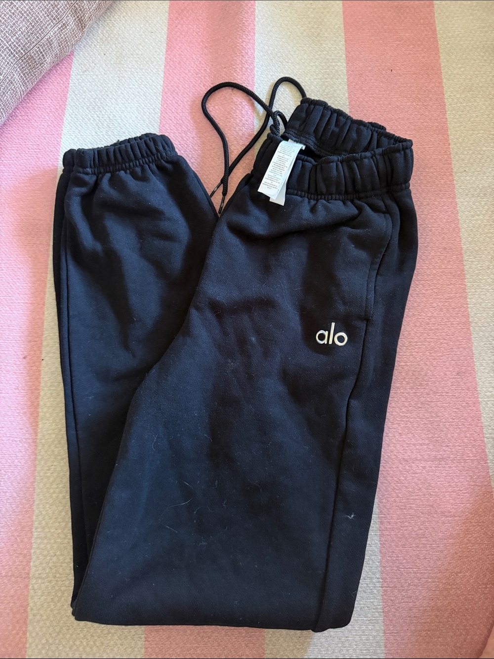 ALO Yoga Women's Black Jogger Sweatpants with silver Logo